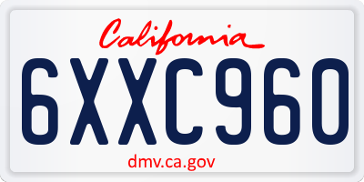 CA license plate 6XXC960