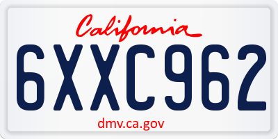 CA license plate 6XXC962