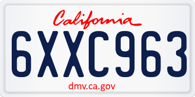 CA license plate 6XXC963