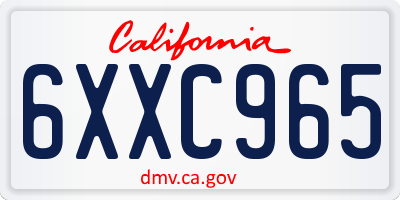 CA license plate 6XXC965