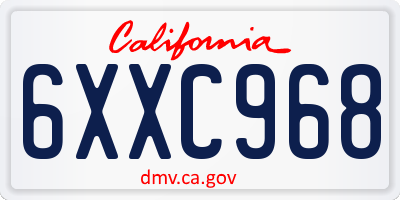 CA license plate 6XXC968