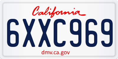 CA license plate 6XXC969
