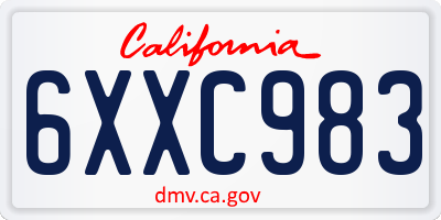 CA license plate 6XXC983