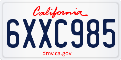 CA license plate 6XXC985