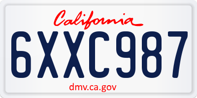 CA license plate 6XXC987