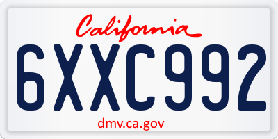 CA license plate 6XXC992