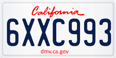 CA license plate 6XXC993