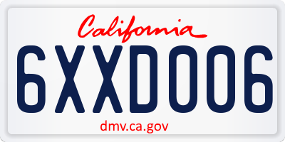 CA license plate 6XXD006