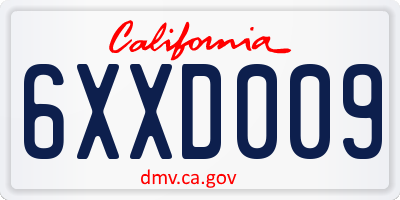 CA license plate 6XXD009