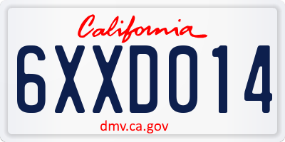 CA license plate 6XXD014