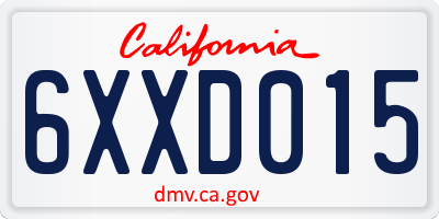 CA license plate 6XXD015