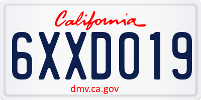 CA license plate 6XXD019