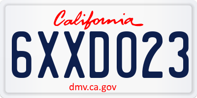 CA license plate 6XXD023