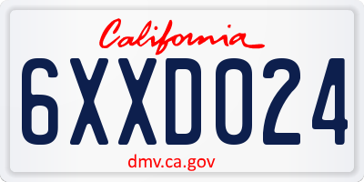 CA license plate 6XXD024
