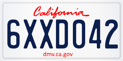 CA license plate 6XXD042