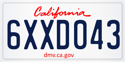 CA license plate 6XXD043