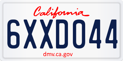 CA license plate 6XXD044