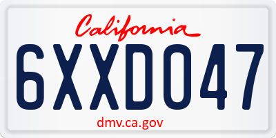 CA license plate 6XXD047