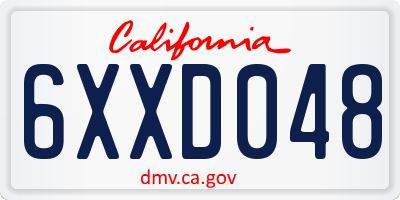 CA license plate 6XXD048