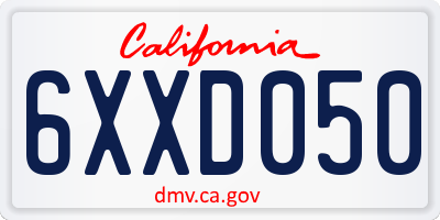 CA license plate 6XXD050