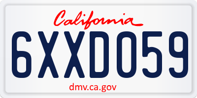 CA license plate 6XXD059