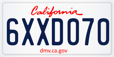 CA license plate 6XXD070
