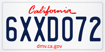 CA license plate 6XXD072