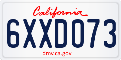 CA license plate 6XXD073
