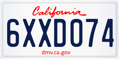 CA license plate 6XXD074