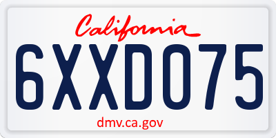 CA license plate 6XXD075
