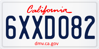 CA license plate 6XXD082