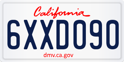 CA license plate 6XXD090