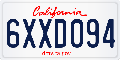 CA license plate 6XXD094