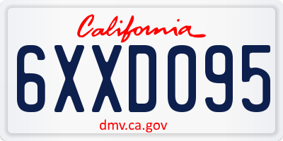 CA license plate 6XXD095