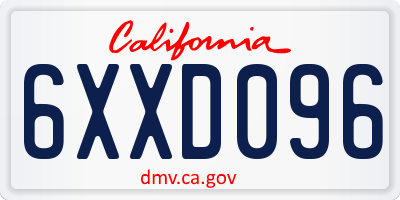 CA license plate 6XXD096