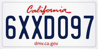 CA license plate 6XXD097
