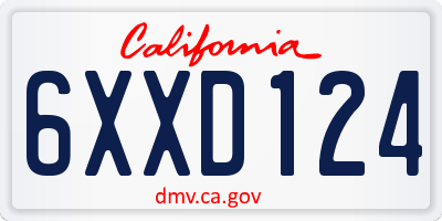 CA license plate 6XXD124