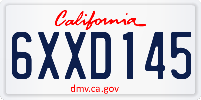 CA license plate 6XXD145