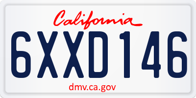 CA license plate 6XXD146