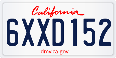 CA license plate 6XXD152