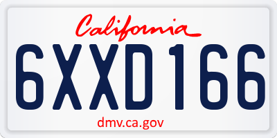 CA license plate 6XXD166