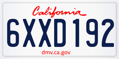 CA license plate 6XXD192