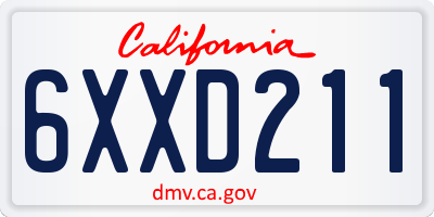 CA license plate 6XXD211