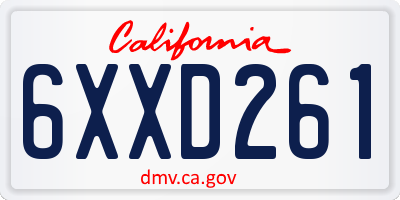 CA license plate 6XXD261
