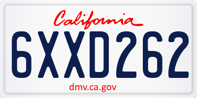 CA license plate 6XXD262