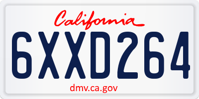 CA license plate 6XXD264