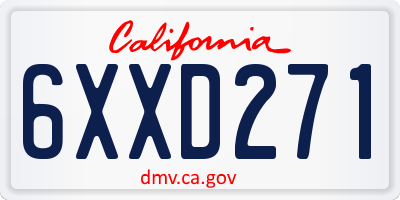 CA license plate 6XXD271