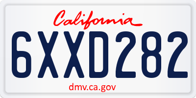 CA license plate 6XXD282