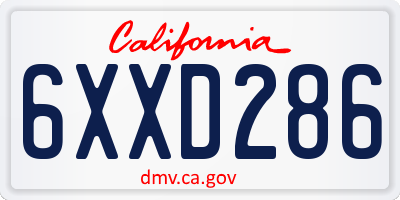 CA license plate 6XXD286