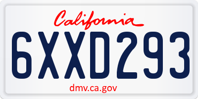 CA license plate 6XXD293